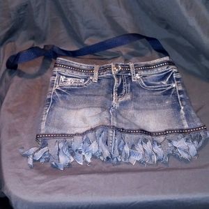 Upcycled Denim Jean Bag Purse Tote Sparkly